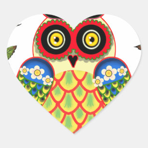 Owl en Rozen Mexicaanse stijl Hart Sticker