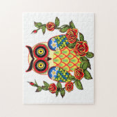 Owl en Rozen Mexicaanse stijl Legpuzzel (Verticaal)