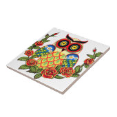 Owl en Rozen Mexicaanse stijl Tegeltje (Zijkant)