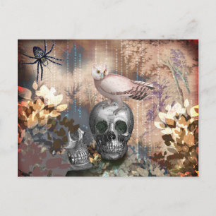 Owl en Skulls Halloween Briefkaart