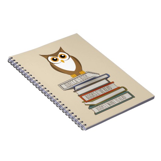 Owl en stapel van Boeken Notitieboek (Rechterzijde)