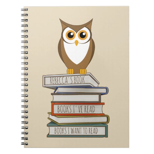 Owl en stapel van Boeken Notitieboek (Voorkant)