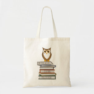 Owl en stapel van Boeken Tote Bag