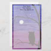 Owl en volle maan briefpapier (Voorkant / Achterkant)