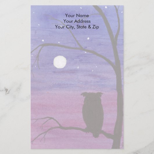 Owl en volle maan briefpapier (Voorkant)