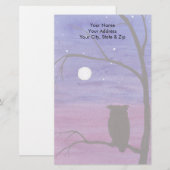 Owl en volle maan briefpapier (Voorkant / Achterkant)