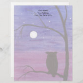 Owl en volle maan persoonlijk briefhoofd (Voorkant / Achterkant)