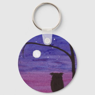 Owl en volle maan sleutelhanger