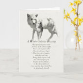 Owl en wolf in Snow Winter Solstice Blessings Kaart (Gele Bloem)