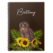 Owl en zonnebloemen notitieboek (Voorkant)