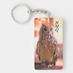 Owl Ervaring Somerset Initialen met Quote Sleutelhanger
