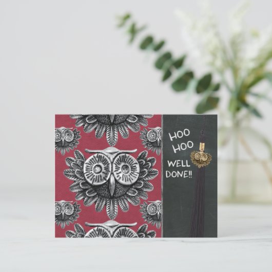 Owl examenfelicitaties CC0834 Hoo goed gedaan Briefkaart (Staand voorkant)