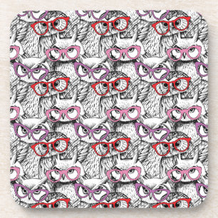 Owl Eyeglasses Patroon Bier Onderzetter