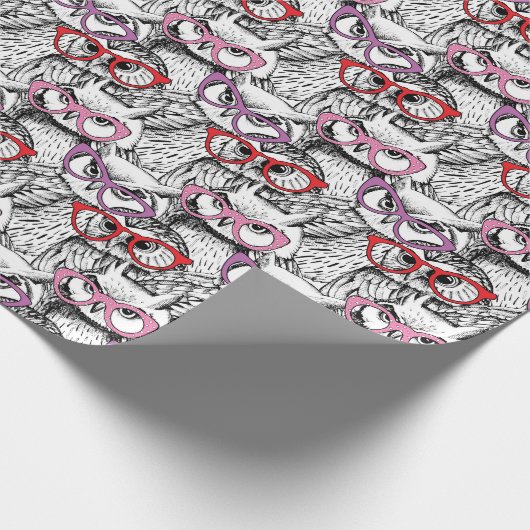 Owl Eyeglasses Patroon Cadeaupapier (Hoek)