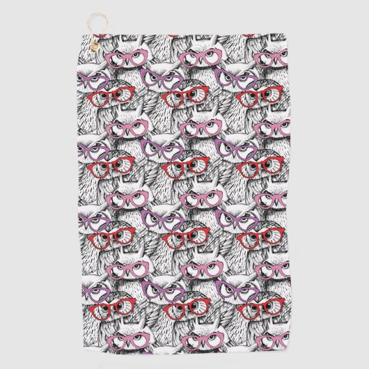 Owl Eyeglasses Patroon Golfhanddoek (Voorkant)