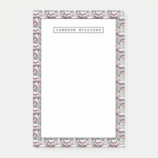 Owl Eyeglasses Patroon | Jouw namen toevoegen Post-it® Notes (Voorkant)