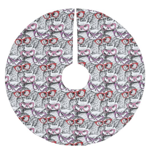 Owl Eyeglasses Patroon Kerstboom Rok (Voorkant)