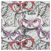 Owl Eyeglasses Patroon Stof (Close Up)