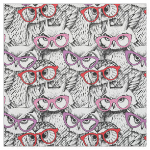 Owl Eyeglasses Patroon Stof