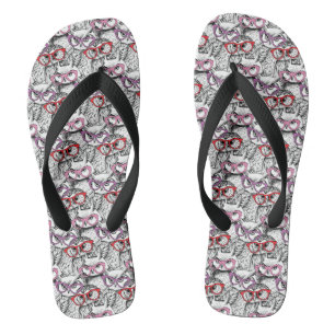 Owl Eyeglasses Patroon Teenslippers