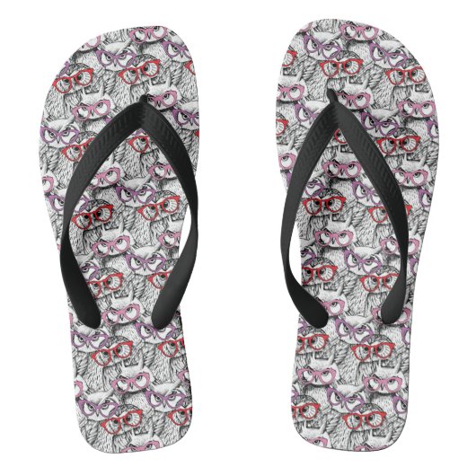 Owl Eyeglasses Patroon Teenslippers (Voetbed)