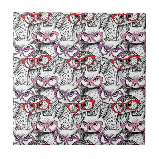 Owl Eyeglasses Patroon Tegeltje (Voorkant)