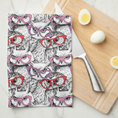 Owl Eyeglasses Patroon Theedoek (Quarter Fold)