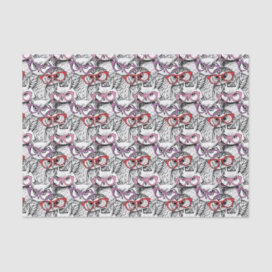 Owl Eyeglasses Patroon Tissuepapier (Voorkant)