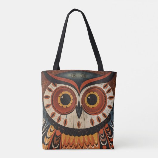 Owl Face Ethnic Art Canvas tas (Achterkant)