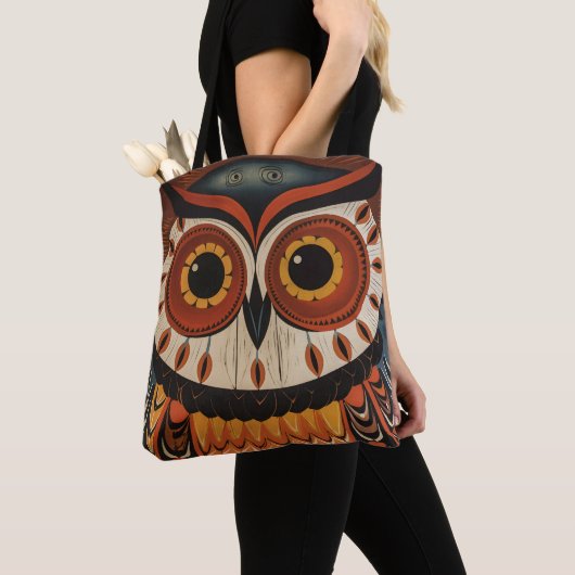 Owl Face Ethnic Art Canvas tas (Dichtbij)