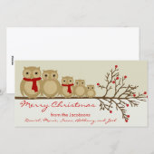 Owl Familie Feestdagenkaart (Voorkant / Achterkant)