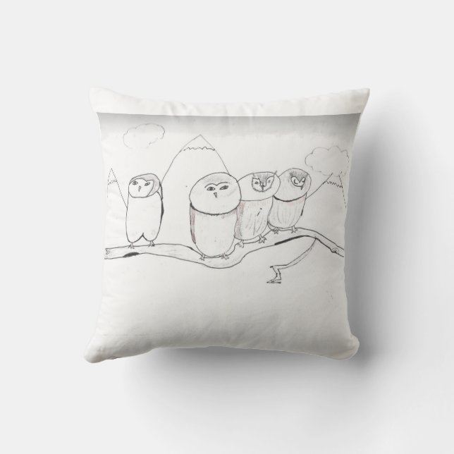 Owl Familie Kussen (Achterkant)