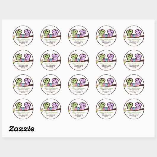 Owl Familie Ronde Sticker (Vel)