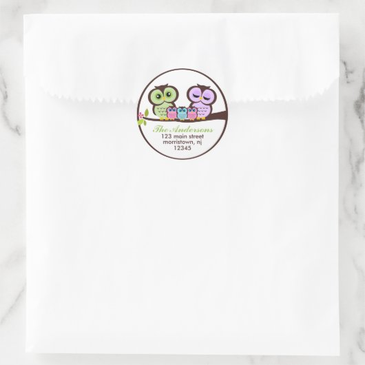 Owl Familie Ronde Sticker (Tas)