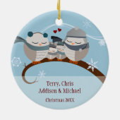 Owl Familie van het Ornament van Vier Keepomwille (Achterkant)