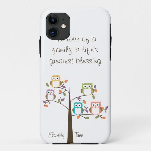 Owl Familieboom en Citaat Case-Mate iPhone Case (Achterkant)