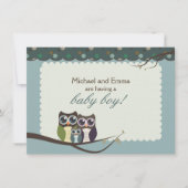 Owl Family Baby shower for Boy Kaart (Voorkant)