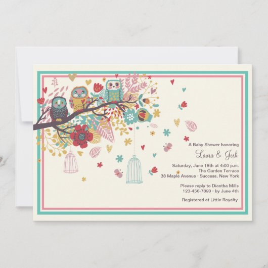 Owl Family Baby shower Invitation Kaart (Voorkant)