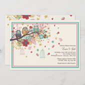 Owl Family Baby shower Invitation Kaart (Voorkant / Achterkant)