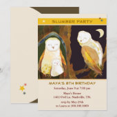 Owl Family Kinder Slumber Party Kaart (Voorkant / Achterkant)