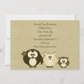  Owl Family Linen Look Party Uitnodiging (Voorkant)