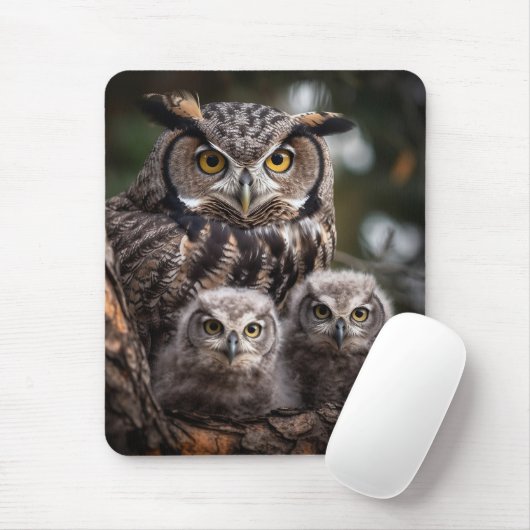 Owl Family Mousepad Muismat (Met muis)