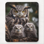 Owl Family Mousepad Muismat (Voorkant)