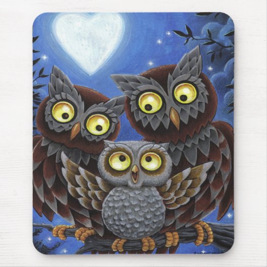 Owl Family Mousepad Muismat (Voorkant)