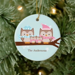 Owl Family Ornaments Keramisch Ornament