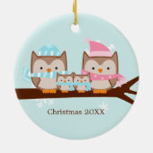 Owl Family Ornaments Keramisch Ornament (Achterkant)