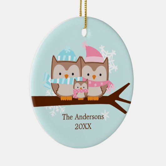 Owl Family Ornaments Keramisch Ornament (Rechts)