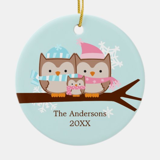 Owl Family Ornaments Keramisch Ornament (Voorkant)