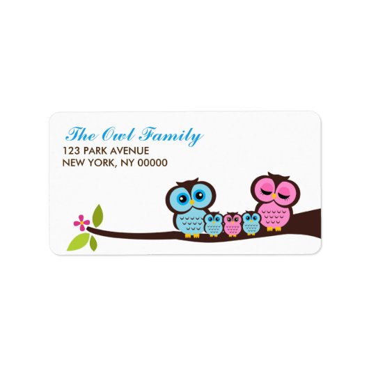 Owl Family Return Address Labels (Voorkant)