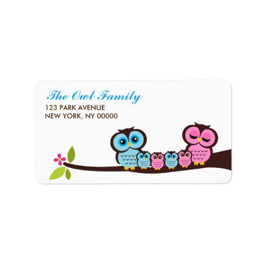 Owl Family Return Address Labels (Voorkant)